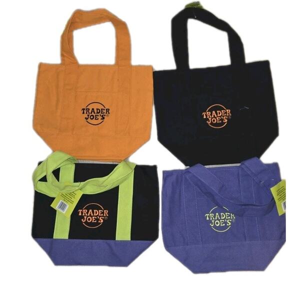 NEW TRADER JOE'S HALLOWEEN MINI CANVAS TOTE BAG - SET Of 4 - RARE- LIMITED! - Picture 1 of 8